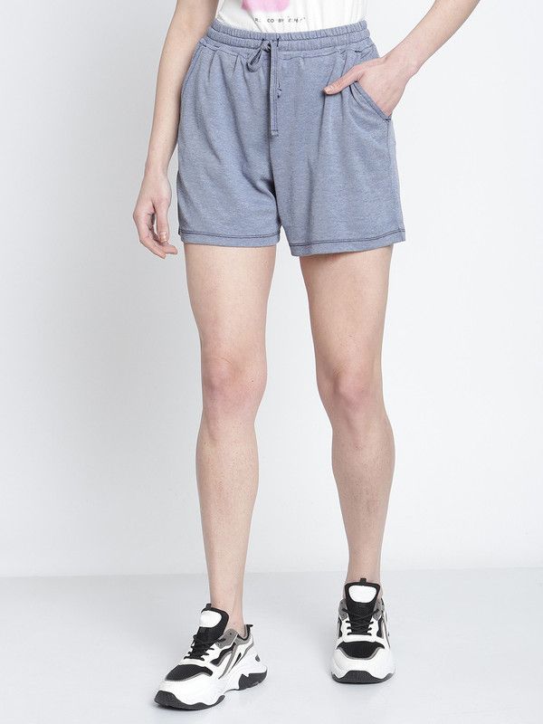 Solid Women Silver Basic Shorts