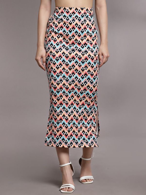 Women Printed Pencil Multicolor Skirt