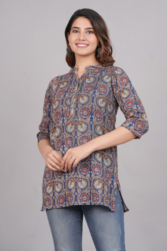 Casual Regular Sleeves Printed Women Blue, Maroon Top