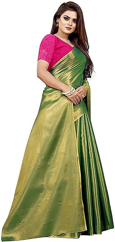 ved creatin 0 Art Silk Saree Falls  (Green)