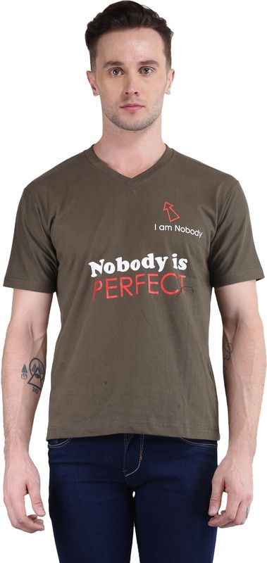 Typography Men Dark Green T-Shirt