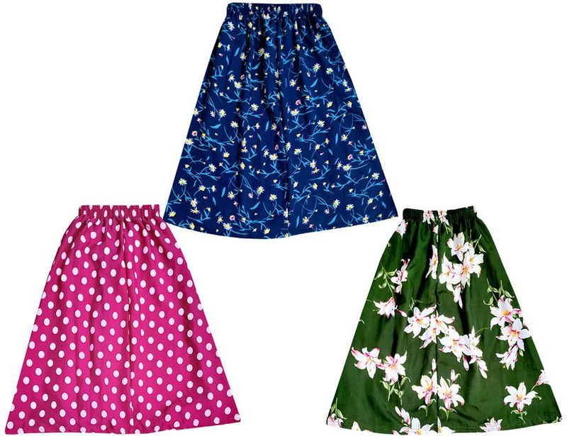 Girls Polka Print A-line Pink, Green, Blue Skirt