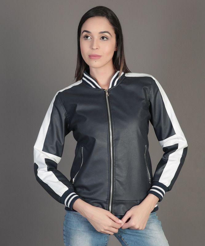 Full Sleeve Solid Women Leather Jacket