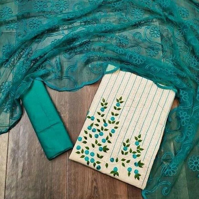 Unstitched Wool Kurta & Palazzo Material Embroidered