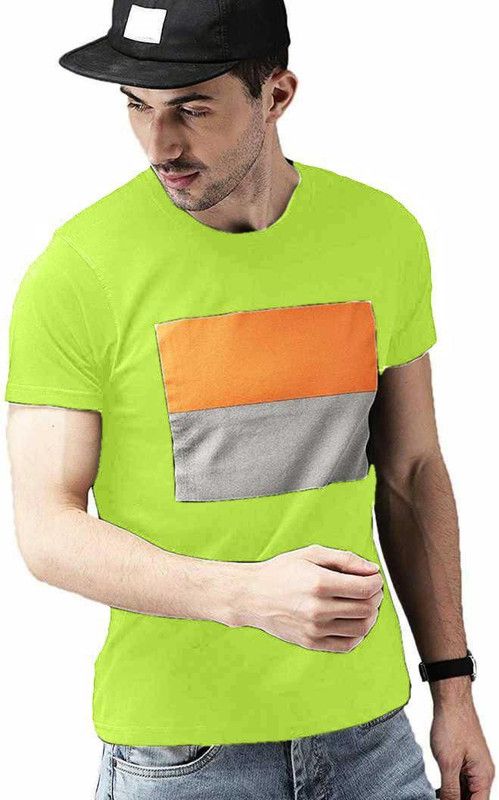 Men's Half Sleeve Printed Multi-Colored T-Shirt Fully Cotton Blend T-Shirts - Green Men Printed Round Neck Cotton Blend Green T-Shirt