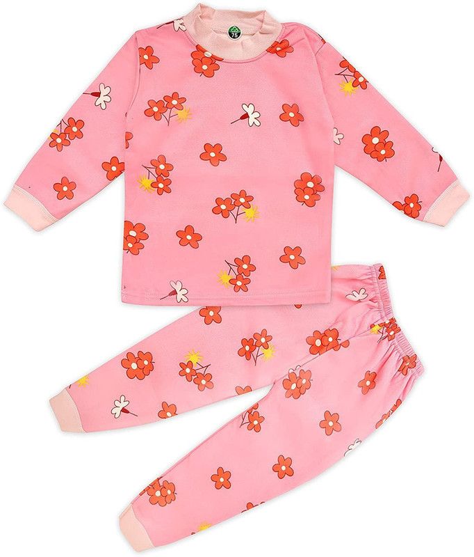 Boys & Girls Printed Fleece Kids Nightwear  (Multicolor Pack of 1)