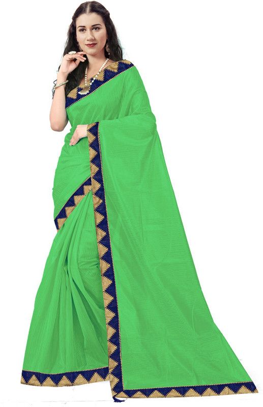 Solid/Plain Daily Wear Art Silk Saree  (Light Green)