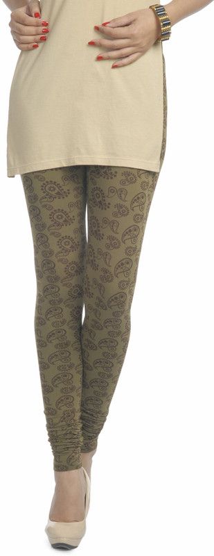 femmora Churidar Ethnic Wear Legging  (Green, Paisley)