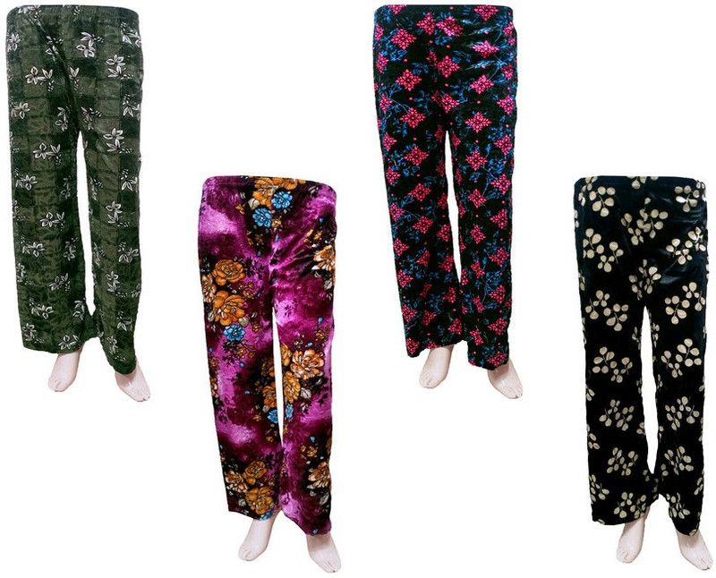 Women Regular Fit Green, Dark Blue, Black Velvet Trousers