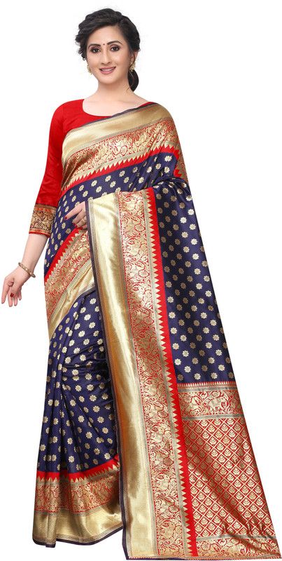 Woven Kanjivaram Art Silk, Cotton Silk Saree  (Blue)