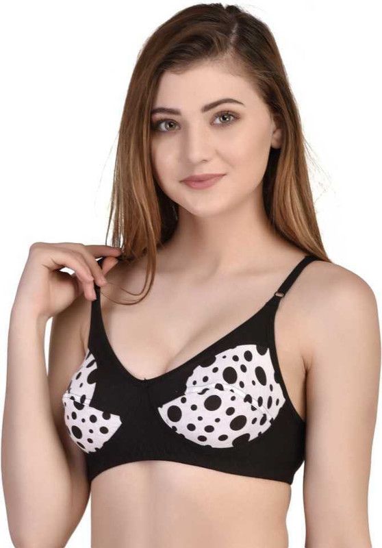 Women T-Shirt Non Padded Bra  (Black, White)