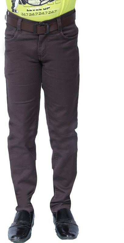 Boys Slim Mid Rise Brown Jeans