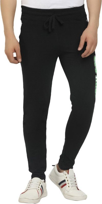 Men Printed Black, Black Track Pants