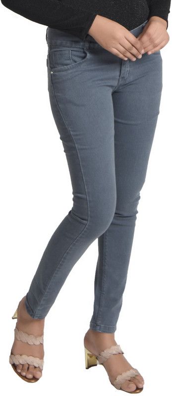 Women Skinny Mid Rise Grey Jeans