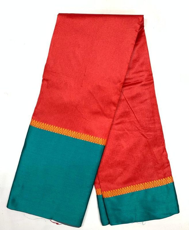 Fashion Cotton Silk Saree  (Red, Blue)