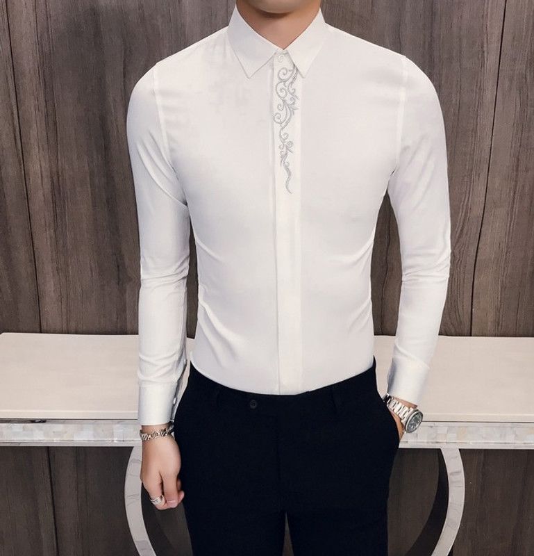 Men Solid Casual White Shirt