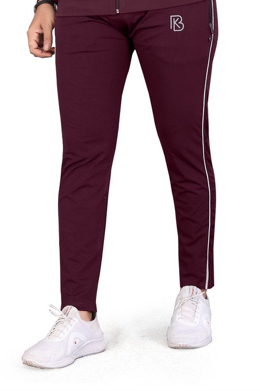 Men Striped Maroon Track Pants