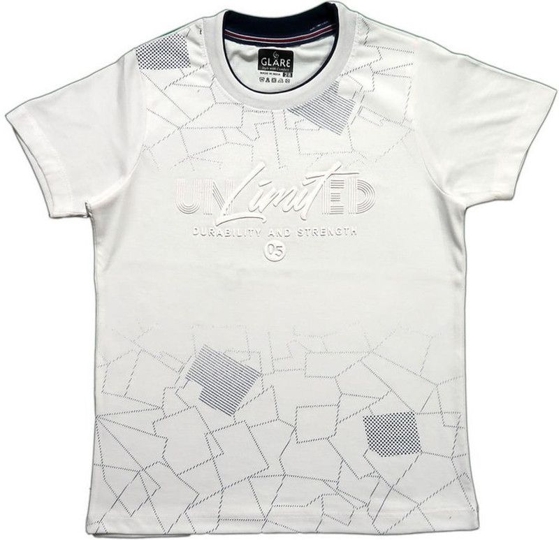 Baby Boys Printed Polycotton T Shirt  (White, Pack of 1)