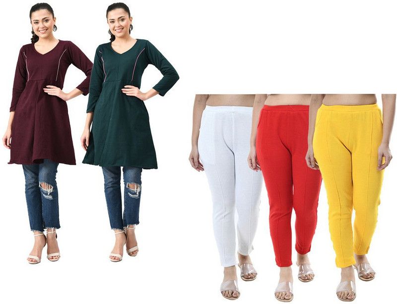 Pack of 5 Women Solid Wool Straight Kurta  (Multicolor)