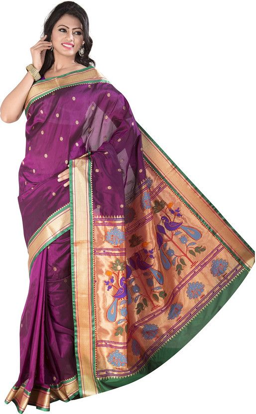 Woven Kanjivaram Art Silk Saree  (Magenta)