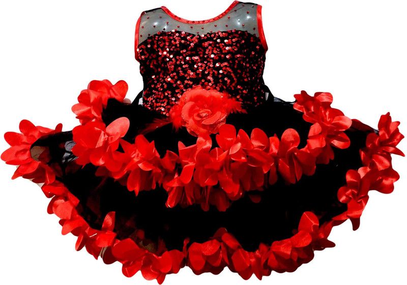 Baby Girls Midi/Knee Length Festive/Wedding Dress  (Black, Sleeveless)