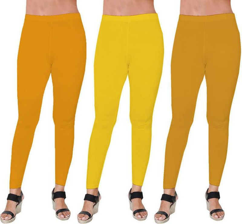 Lw Fashion Club Ankle Length Western Wear Legging  (Yellow, Gold, Solid)