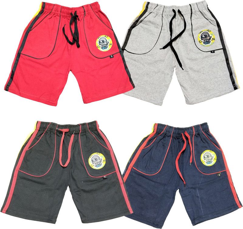 Short For Boys Casual Striped Cotton Blend  (Multicolor, Pack of 4)