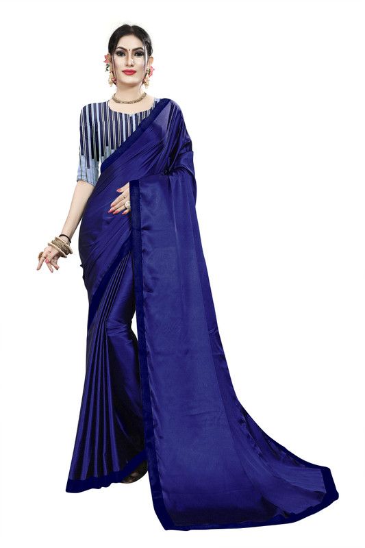 Solid/Plain Assam Silk Satin Saree  (Multicolor)