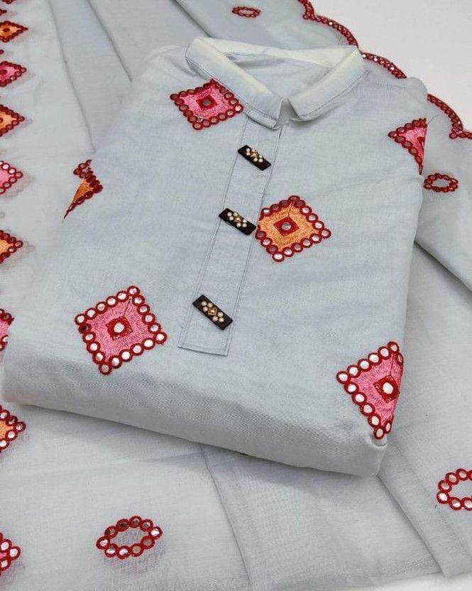 Unstitched Art Silk Kurta & Palazzo Material Embroidered