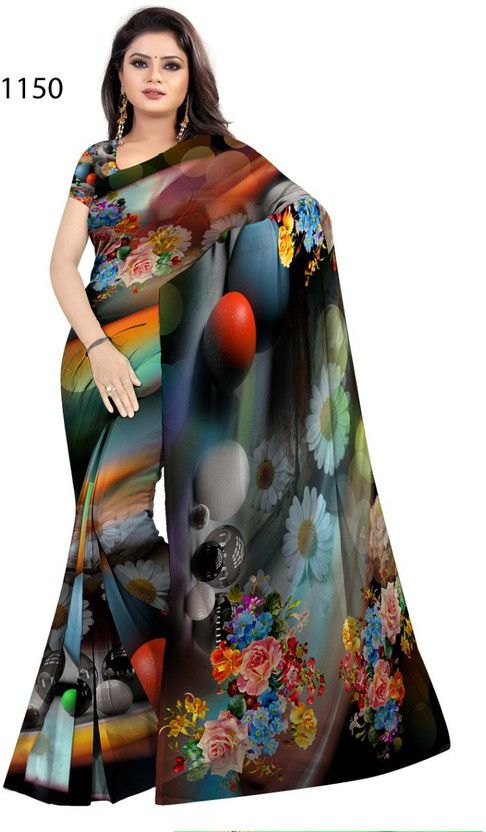 Digital Print Daily Wear Georgette Saree  (Multicolor)