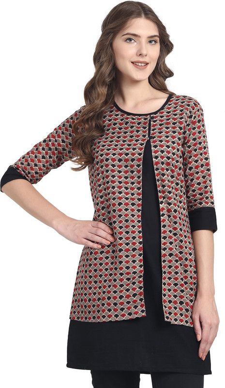 Casual Regular Sleeves Printed Women Red, Black, Grey Top