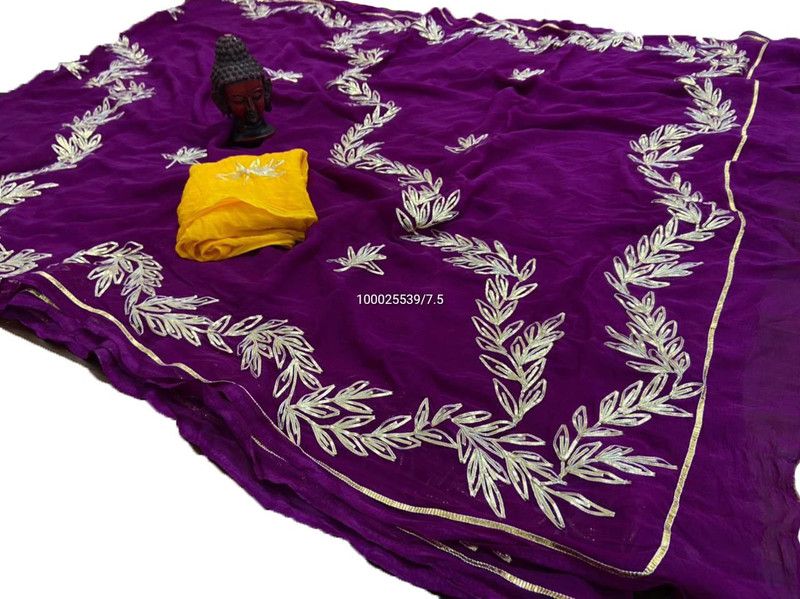 Embroidered Daily Wear Chiffon Saree  (Purple)