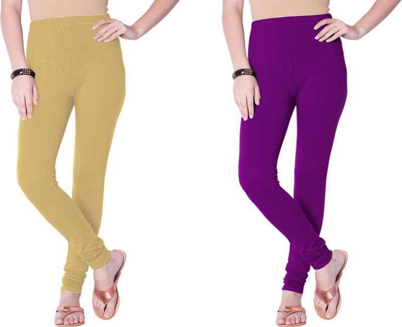 YIGIT Western Wear Legging  (Beige, Purple, Solid)