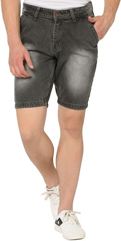 Solid, Dyed/Washed Men Denim Grey Denim Shorts