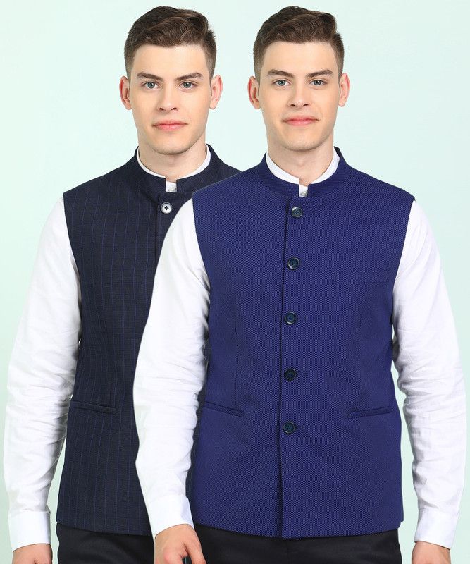 Men Checkered, Self Design Nehru Jacket