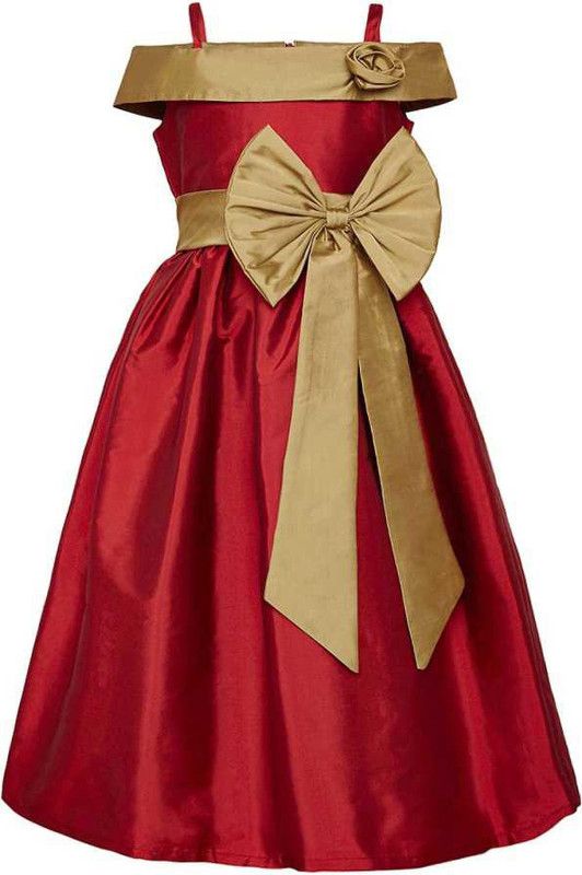 Barbie Girls Midi/Knee Length Party Dress  (Maroon, Sleeveless)