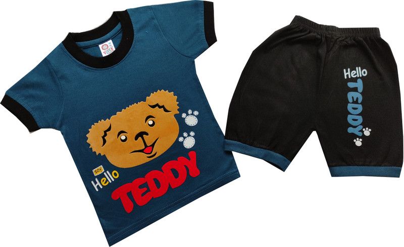 Baby Boys & Baby Girls Casual Shorts T-shirt  (Blue)