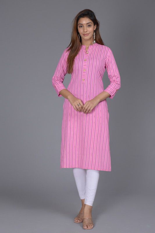 Women Self Design Cotton Rayon Straight Kurta  (Multicolor)