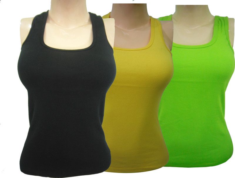 Women Green, Black, Yellow Tank Top/Vest