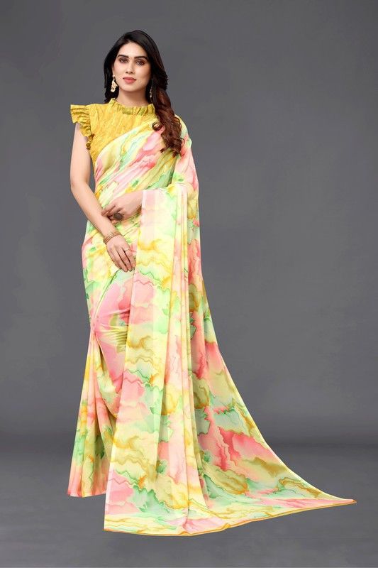 Bollywood Georgette Saree  (Mustard)