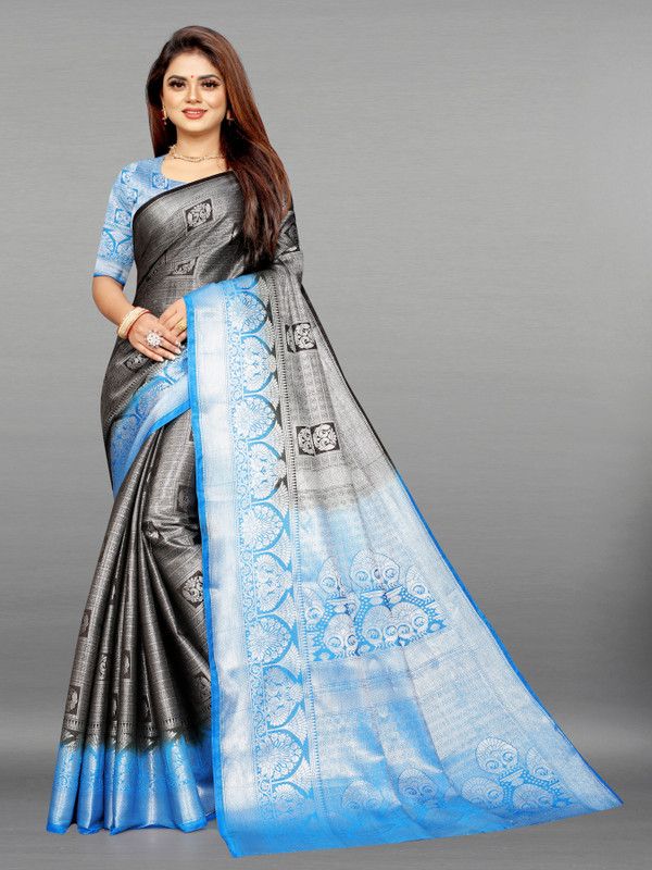 Woven Banarasi Nylon, Jacquard Saree  (Multicolor)