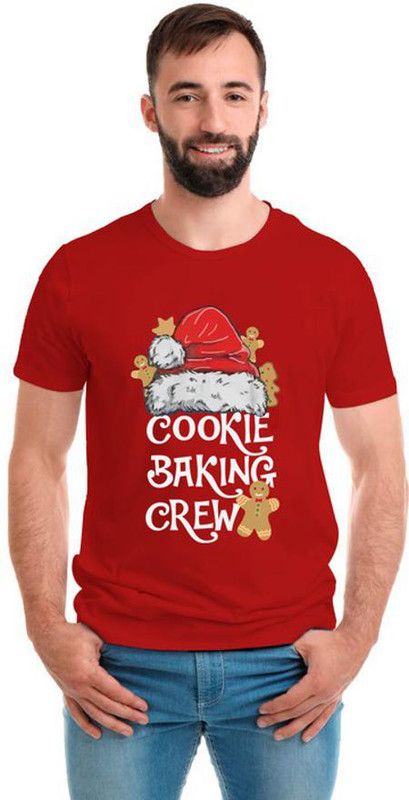 Cookie Crew Round Neck Half Sleeve Red Tshirt Men Printed Round Neck Pure Cotton Red T-Shirt