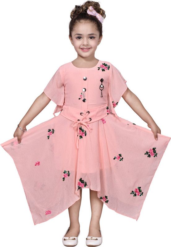 Midi/Knee Length Casual Dress  (Pink, Short Sleeve)
