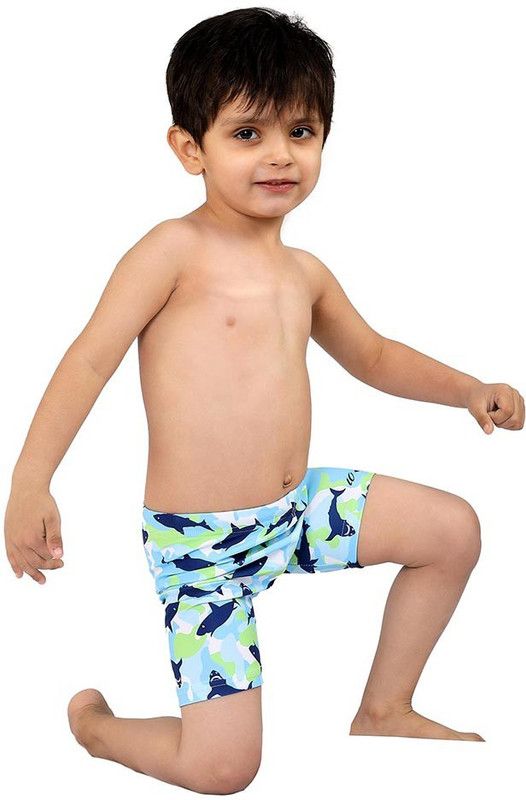 Boy Swimwear Jammer, Blue, Medium Animal Print Boys Trunk Blue Swimsuit