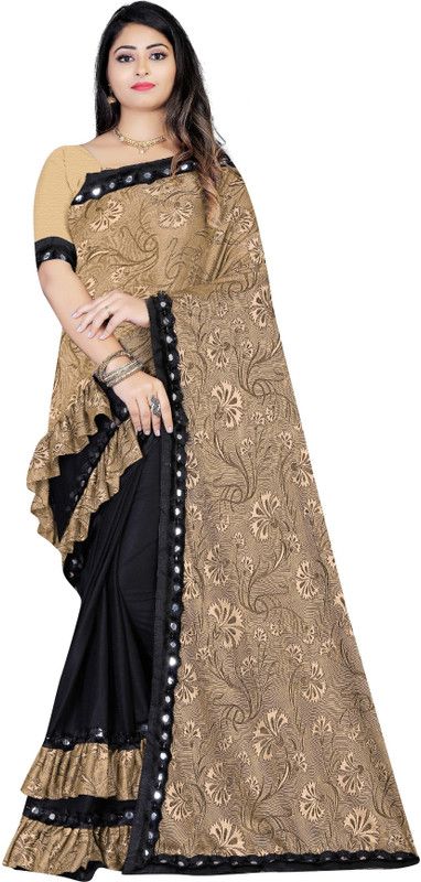 Bollywood Jacquard Saree  (Black, Brown)