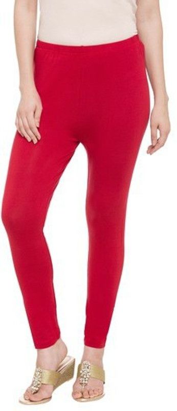 3mads Ankle Length Ethnic Wear Legging  (Red, Solid)