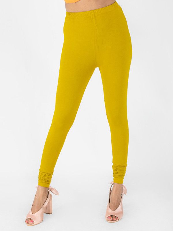 INDIAN FLOWER Churidar Length Western Wear Legging  (Light Green, Solid)