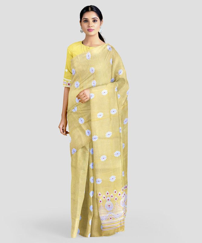 Woven Mekhela Chador Chanderi Saree  (Yellow)