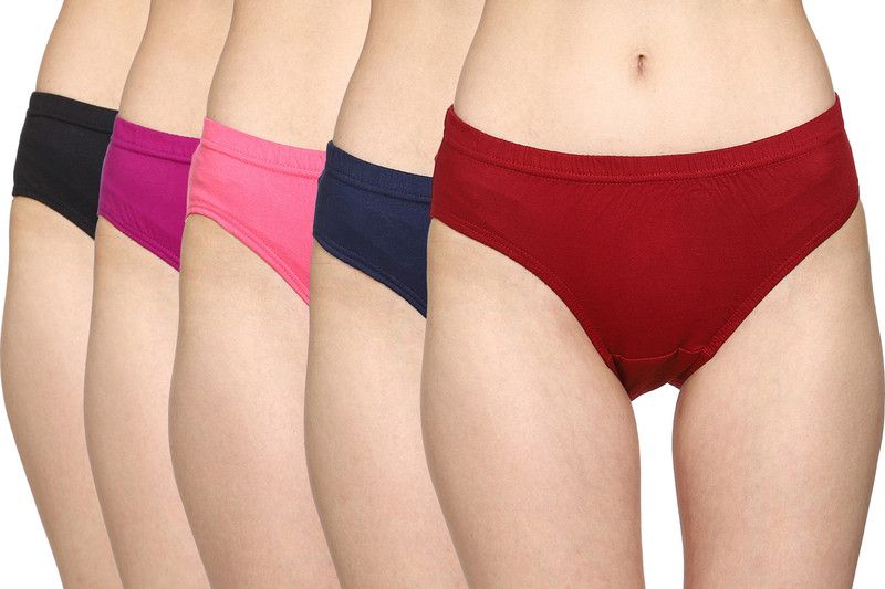 Pack of 5 Women Hipster Purple, Maroon, Blue, Black, Pink Panty