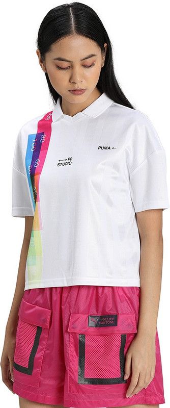 x FP W FB Jersey Women Printed Round Neck Polyester White T-Shirt